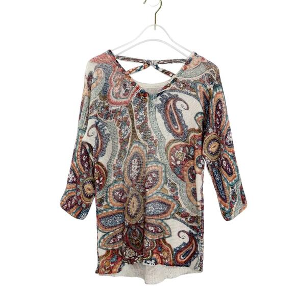 Vintage Chicos Paisley Knit Blouse Retro Paisley Top Small - Picture 2 of 5